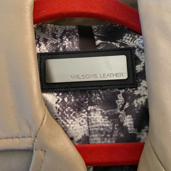 Wilson’s 💯Genuine Taupe Leather Moto Gorgeous Lining Logo Jacket New With Tags